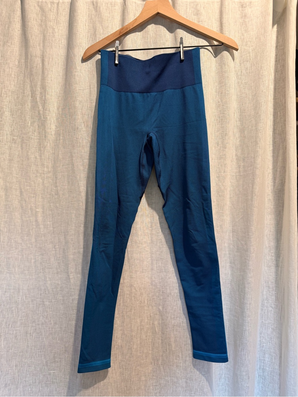 Outdoor Voices Teal Leggings with Navy Waistband